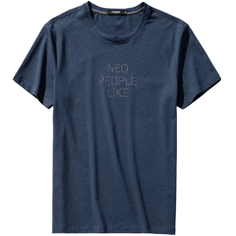 千纸鹤短袖男2019春夏新款欧美简约休闲圆领字母印花上装T恤20081