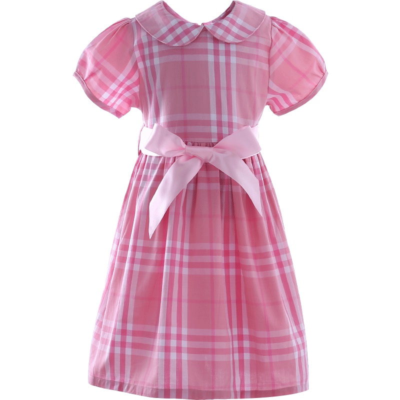 龙之涵[LONGZHIHAN]女童春装连衣裙2019新款时尚格子女童洋气公主裙纯棉宝宝裙