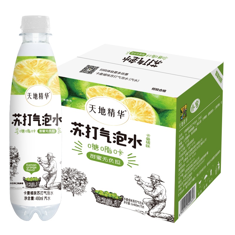 天地精华元气小宝卡曼橘味苏打气泡水480ml*6瓶