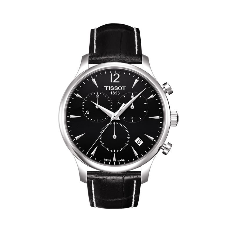 天梭(TISSOT)瑞士手表 经典雅致炫酷黑盘男表 俊雅系列皮带男士石英表 T063.617.16.057.00 礼物