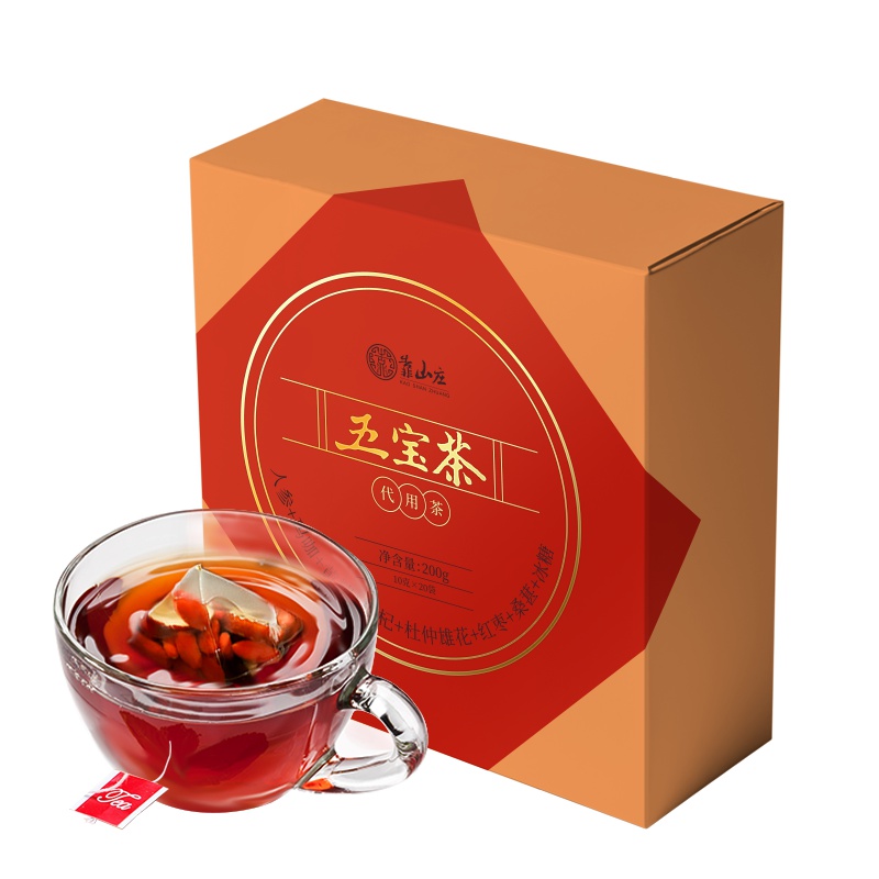 靠山庄五宝茶200g/盒 保健茶饮 男人五宝茶五宝养生茶花茶枸杞茶人参五宝茶 五宝固元茶 玛卡杜仲雄花 男性茶