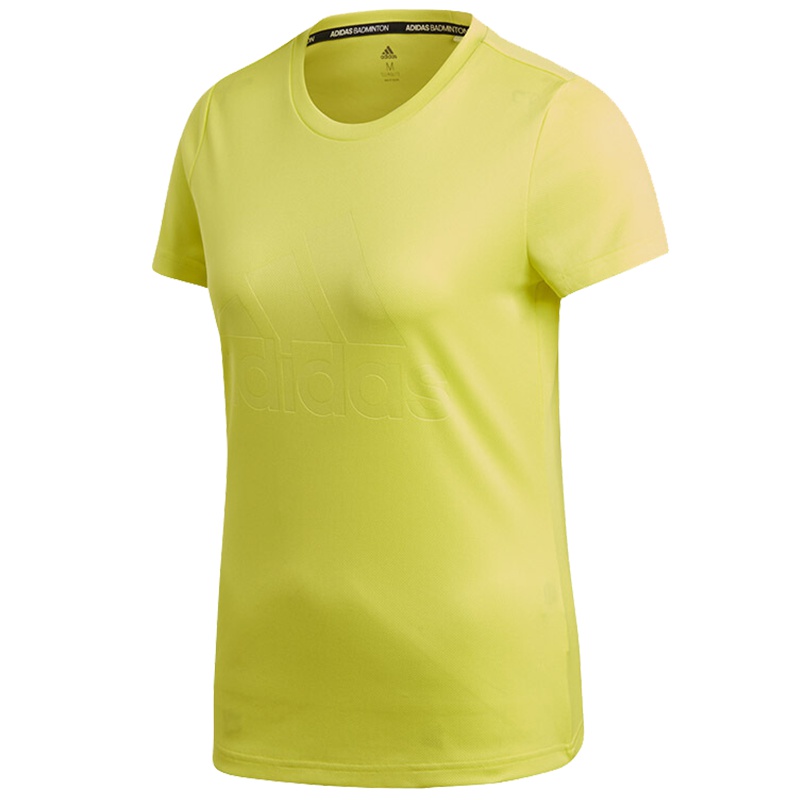 阿迪达斯 (adidas)春夏新款羽毛球短袖圆领T恤休闲运动短袖女款黄色CW7088 S码-