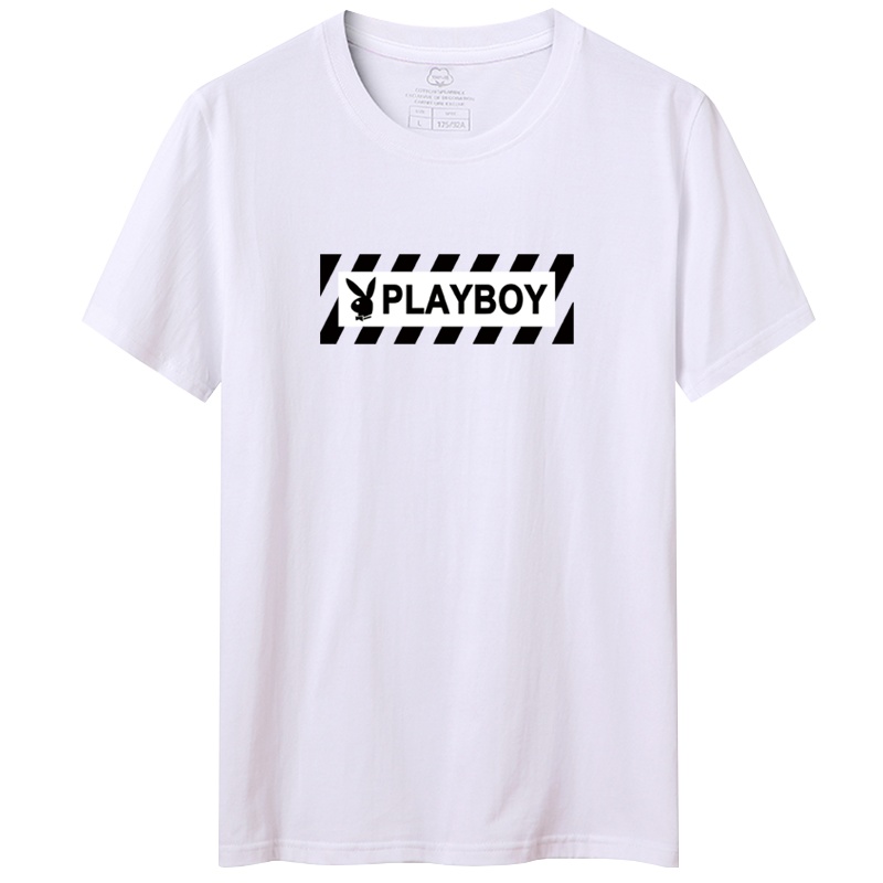 花花公子(PLAYBOY ICON)男士2020新款夏季男士纯棉短袖T恤