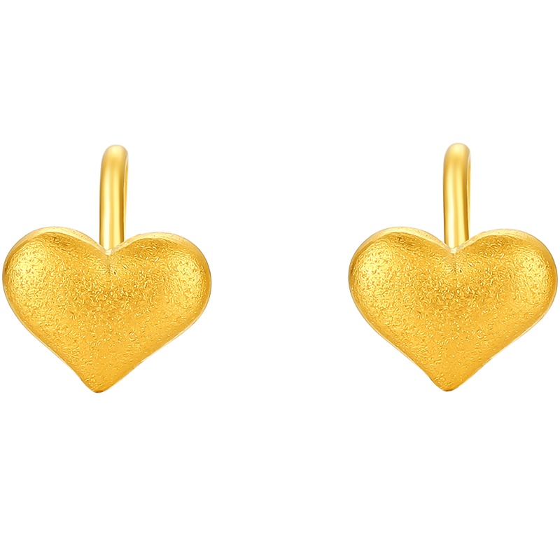 周大生黄金饰品新款黄金耳环女款999足金爱心耳钉简约时尚耳饰正品送女友