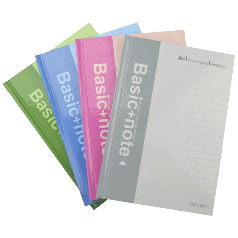 得力(deli)3281硬面抄5本 A4硬皮笔记本 加厚98页内芯硬壳记事本 8mm行距学生日记本 办公文具颜色随机