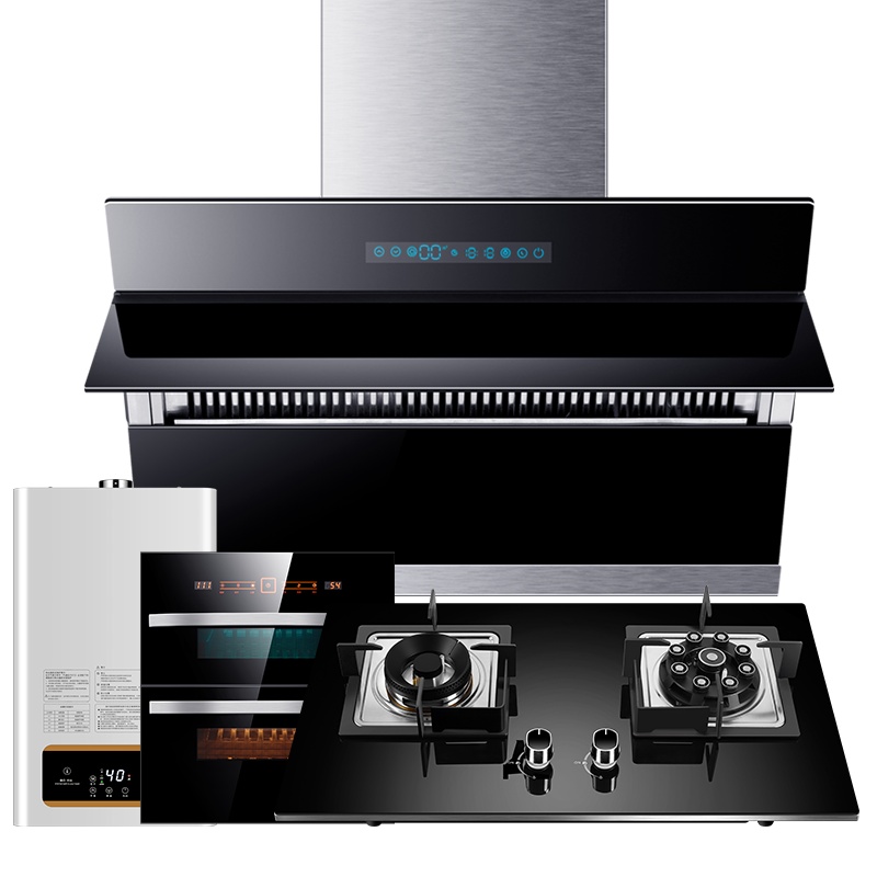 欢呼好太太 抽油烟机燃气灶热水器消毒柜套餐侧吸式自动开合吸烟灶热套装自动清洗烟灶消热四件套厨电套装燃气热水器 液化气