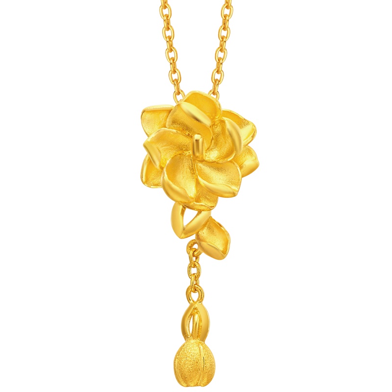 周大福花月佳期茉莉花足金黄金坠计价(工费58元)F165646