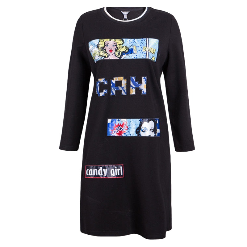 拉夏贝尔Candie’s秋款新韩版九分袖直筒显瘦短款连衣裙女30071082