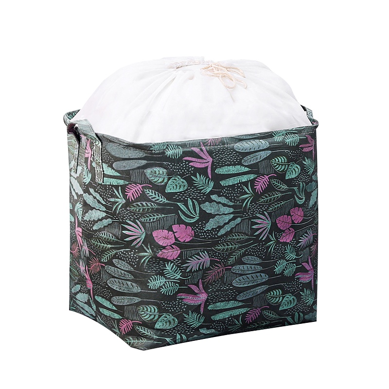 苏宁宜品布艺衣服4个装[黑格+水草+麋鹿+菠萝]收纳袋大容量衣柜被子收纳防尘防水储物打包袋
