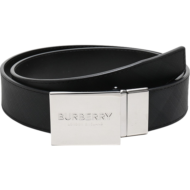 BURBERRY 博柏利 男款热塑性聚氨酯/织物/皮革板扣式双面腰带 80198131