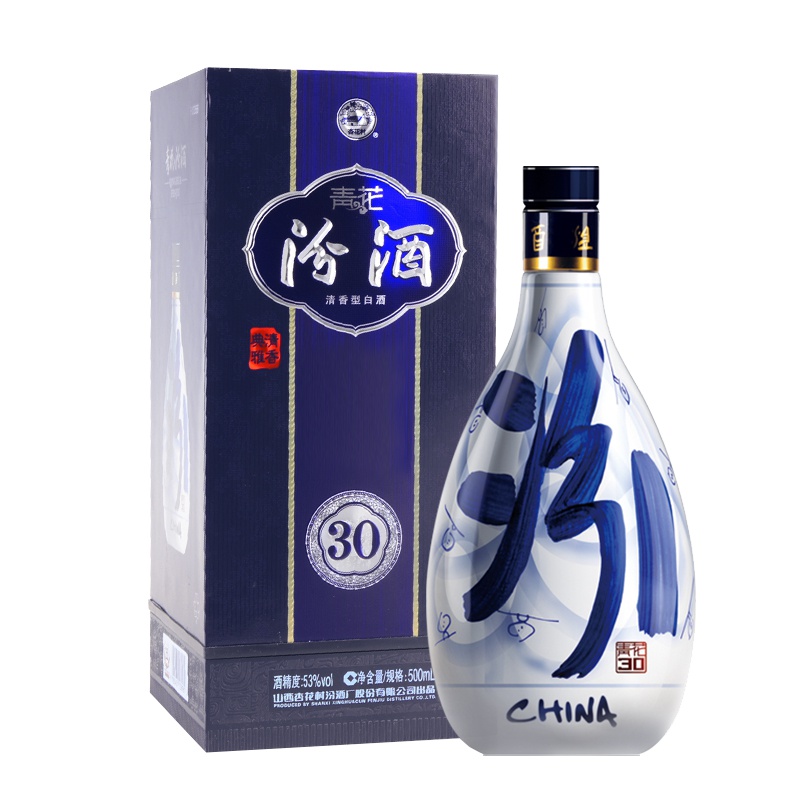 汾酒 青花30 53度 500ml 单瓶装 清香型白酒(新老包装随机发货)