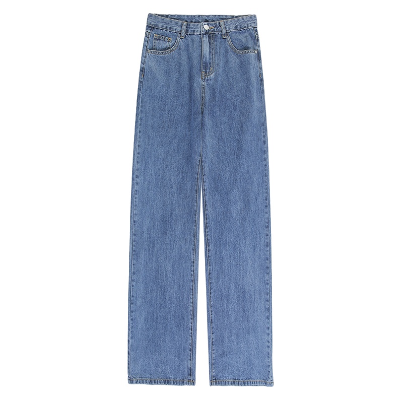 2021高腰显瘦阔腿裤春季新款牛仔裤女2021年新款宽松垂感直筒拖地裤子