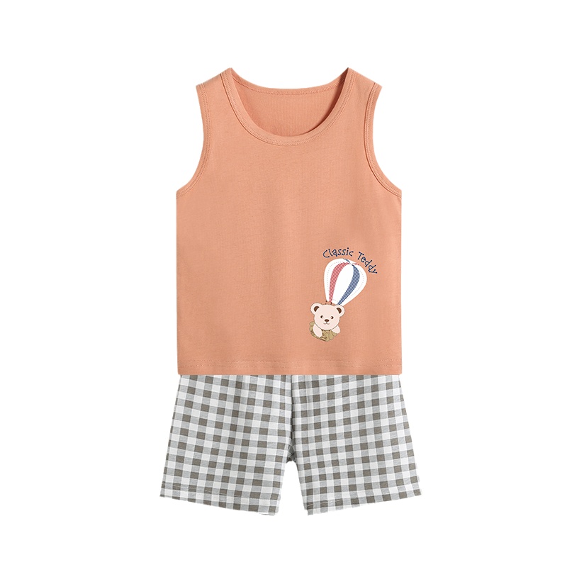 精典泰迪儿童背心套装男童纯棉家居服2021夏季新款宝宝夏装空调衫