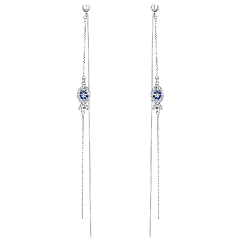 佰色传情BRIR纯银网红耳线长款流苏耳环女气质耳钉耳坠耳饰