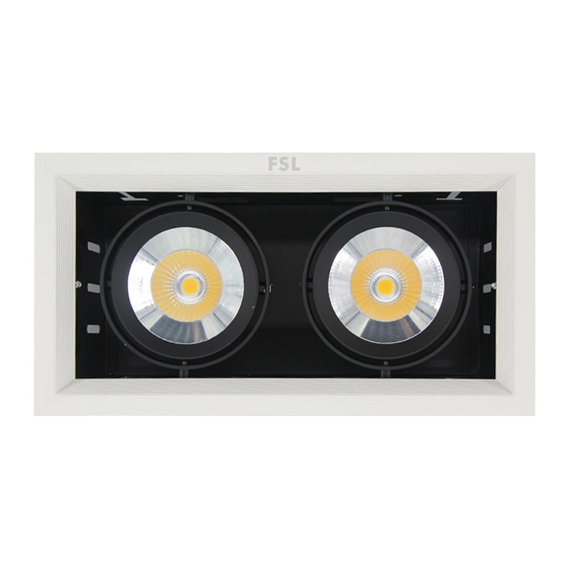 FSL佛山照明 LED射灯COB格栅射灯简约现代嵌入式格栅吊顶5-9W方形天花豆胆射灯暖光(3300K以下)