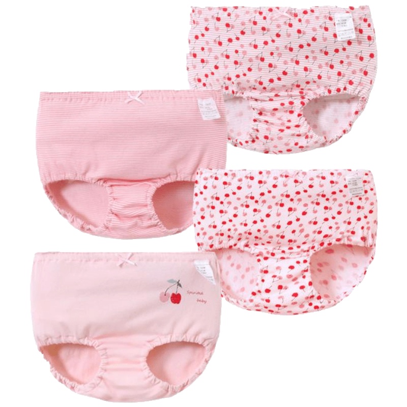 KIDS MAM&DAD[四条装]女童纯棉三角内裤面包裤女宝宝三角裤儿童内裤中大童短裤