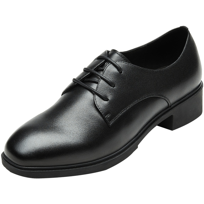 康奈女鞋 秋季复古方头系带深口单鞋方跟纯色简约通勤皮鞋1277010