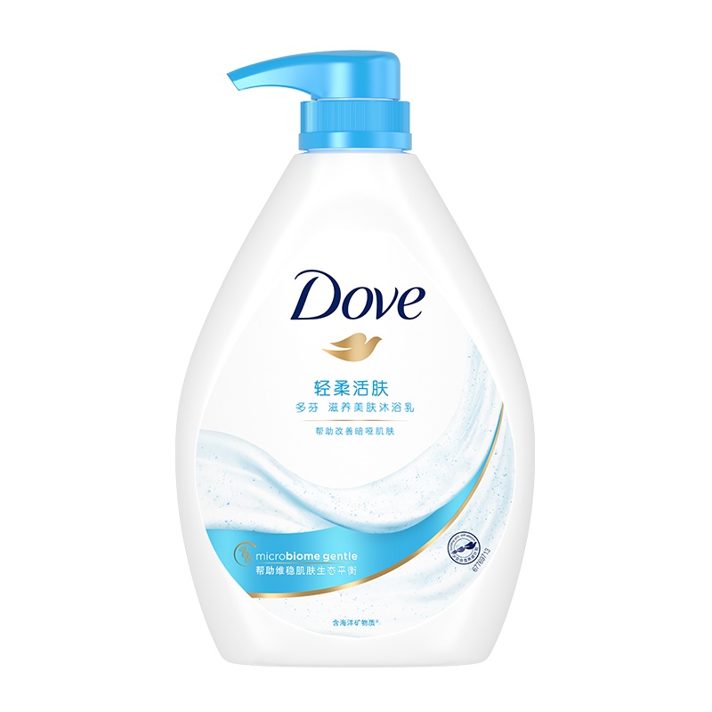 多芬(Dove)沐浴露 轻柔活肤 滋养美肤沐浴乳1KG 超微按摩柔球[联合利华]