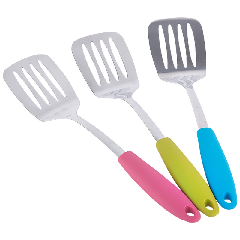 德国Fackelmann 法克曼不锈钢彩柄煎铲厨房用品 防烫手柄煎铲 炒菜煎铲 煎铲子 软胶柄铲 (颜色随机)