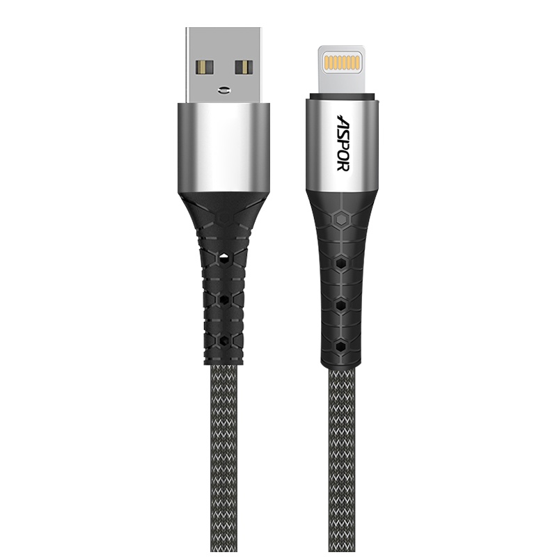 [以换代修]ASPOR 苹果手机数据线 2.4A快充苹果充电线 iPhoneX/XS/11/MAX/XR苹果通用1米银