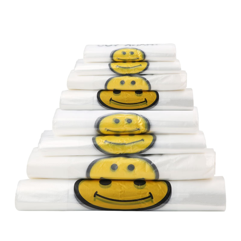 优质加厚透明笑脸塑料袋食品袋购物袋外卖打包袋手提方便袋马甲背心垃圾袋