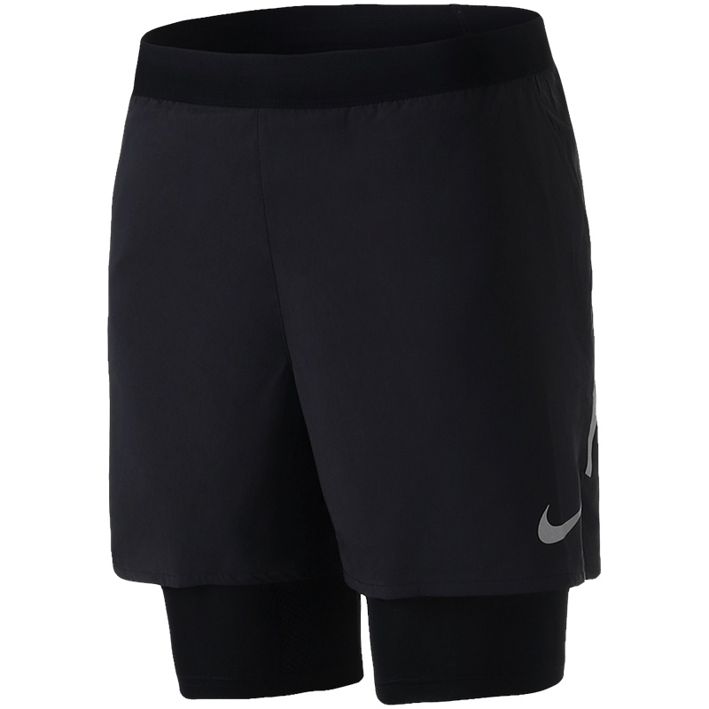 NIKE耐克男裤运动短裤透气针织跑步运动五分裤904457 L 904457-010黑+反射银