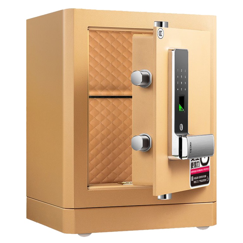 得力(deli)4115指纹密码双重锁控保险箱(金色) 高52cm电子防盗保险箱 3C认证办公家用防盗合同资料保险柜