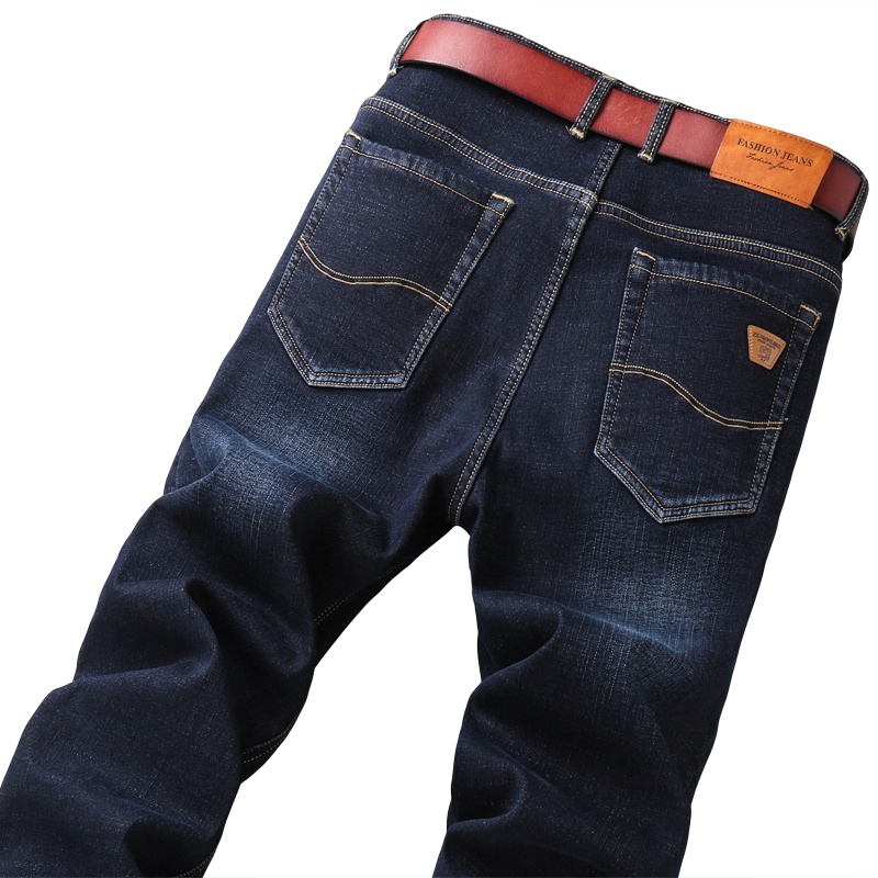 吉普战车(JIPUZHANCHE)冬季新款男士牛仔裤加绒加厚柔软舒适商务直筒男士牛仔裤厚款宽松长裤男装