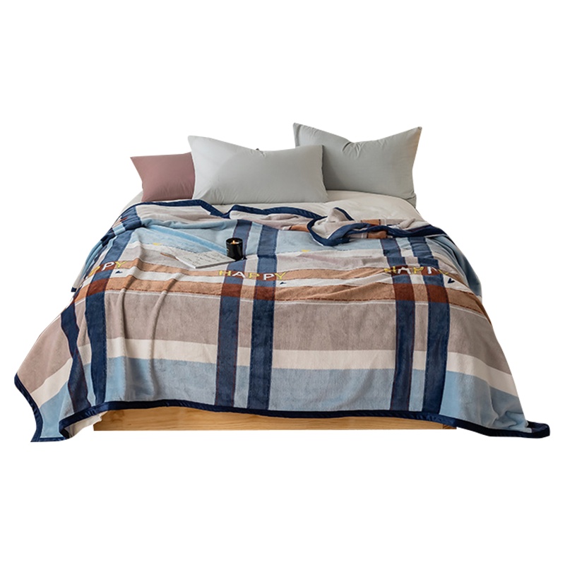 婵思 云貂绒珊瑚绒条格毛毯绅士品格 120*200cm