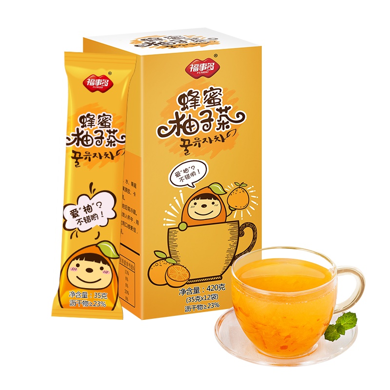 福事多蜂蜜柚子茶420g/盒 便携小袋装冲饮泡水喝的韩式花水果茶饮料