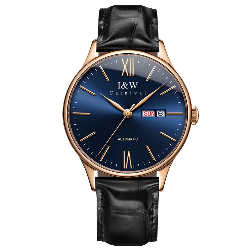 瑞士正品I&W CARNIVAL手表18K金表进口机芯全自动机械表 男表高端奢华男士手表真皮表带送礼腕表8516G