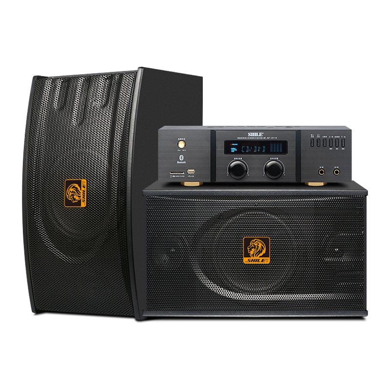 狮乐 2011B/118时尚磨砂黑家庭影院ktv音响家用专业卡拉OK音箱功放机组合会议套