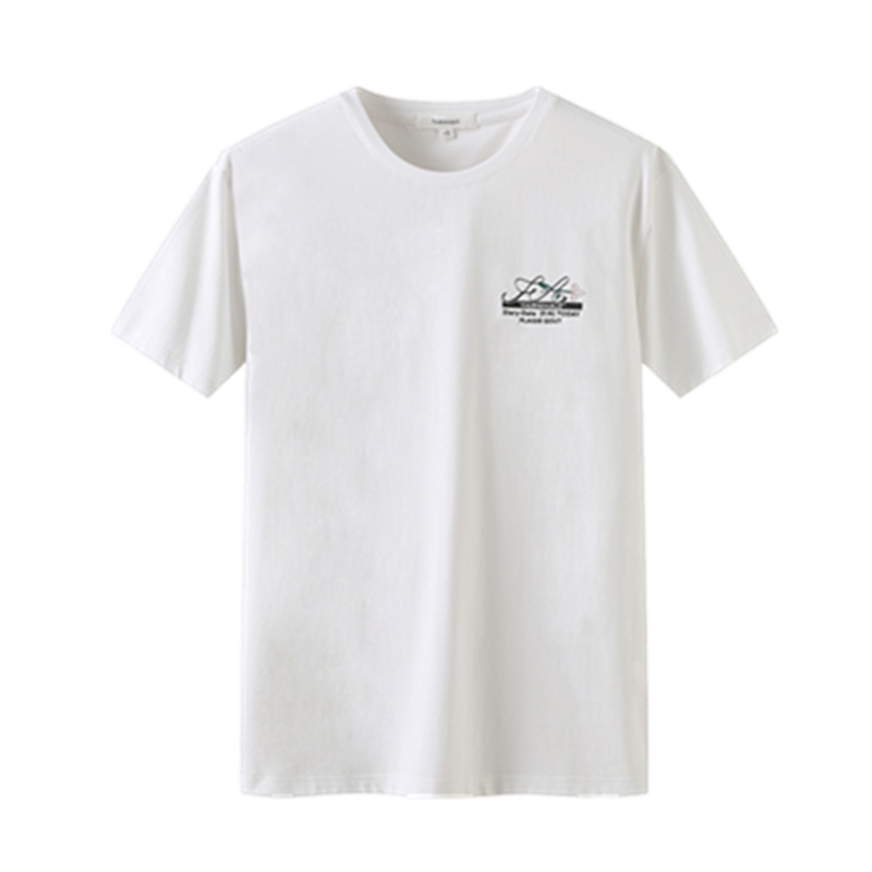 商场同款马克华菲短袖T恤男装2019夏新款时尚印花白色全棉上装