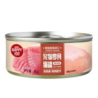 顽皮Happy100宠物零食 猫罐 金枪鱼 鸡肉配方肉冻型80g*12