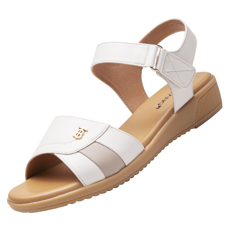 奥康女鞋夏季凉鞋舒适软底平底坡跟中年妈妈鞋透气凉鞋