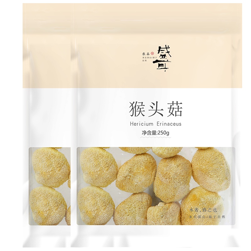 盛耳 猴头菇250g*2 猴头菇500g干货 猴菇猴头候头菌菇蘑菇新鲜食用猴头菌