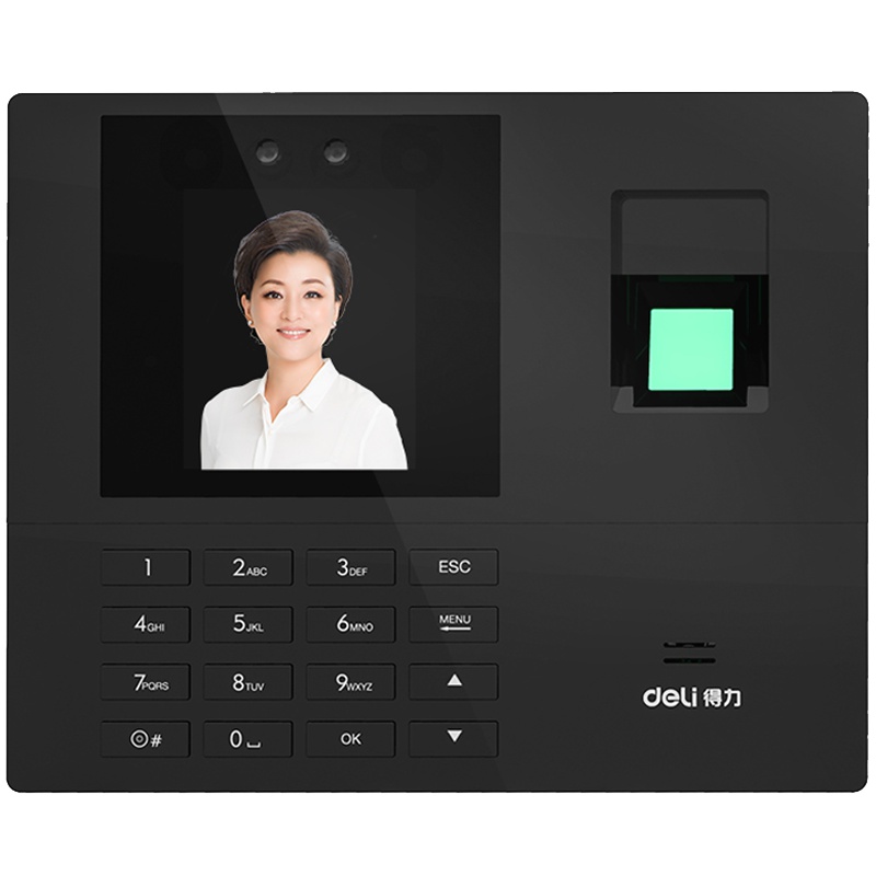 得力(deli)34521人脸考勤机 脸部识别考勤机 指纹打卡机 指纹式签到机 免安装软件