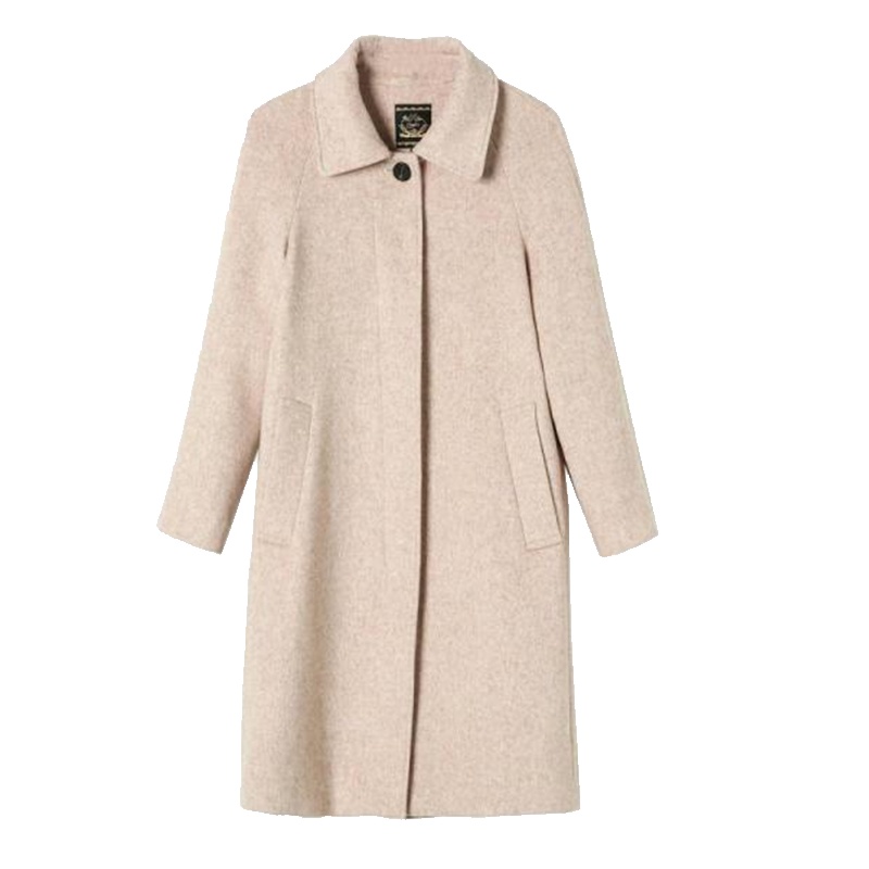 上新拉夏贝尔中长毛呢外套女秋冬季新款韩版宽松过膝呢子西装领大衣30084157