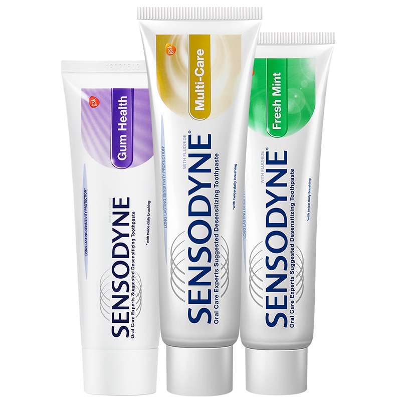舒适达牙龈护理牙膏100g*1+清新薄荷牙膏120g*1+多效护理牙膏180g*1组合套装