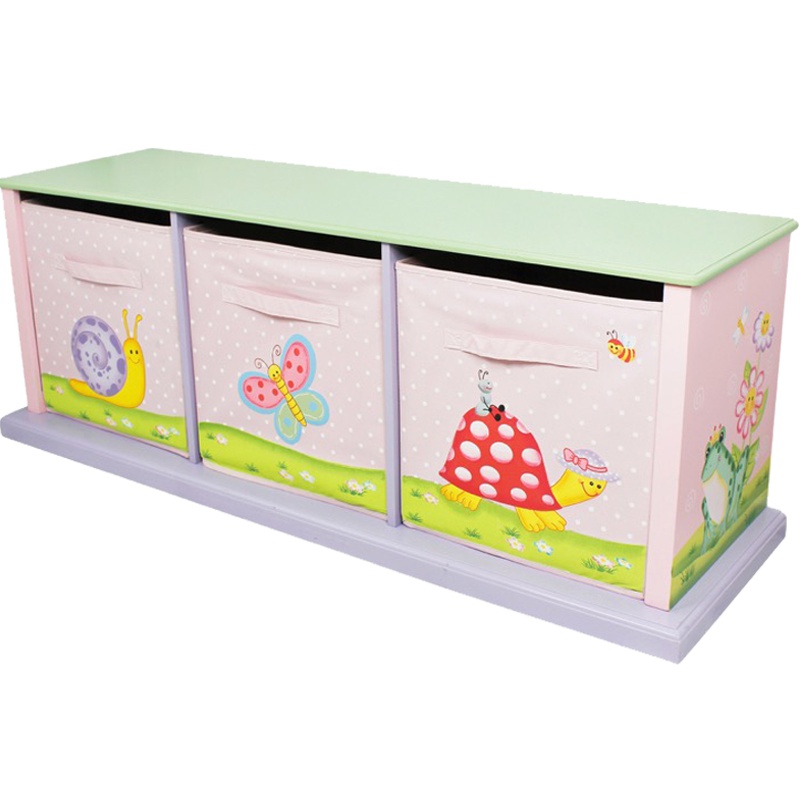 Teamson 纷朵奇儿童收纳柜木质三格布面宝宝抽屉储物柜卡通