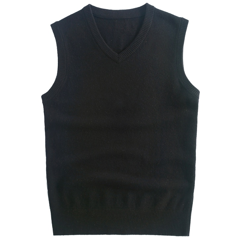 雅鹿男士纯羊毛衫2019秋冬男士背心毛坎肩男马甲无袖套头V领青年针织毛衣
