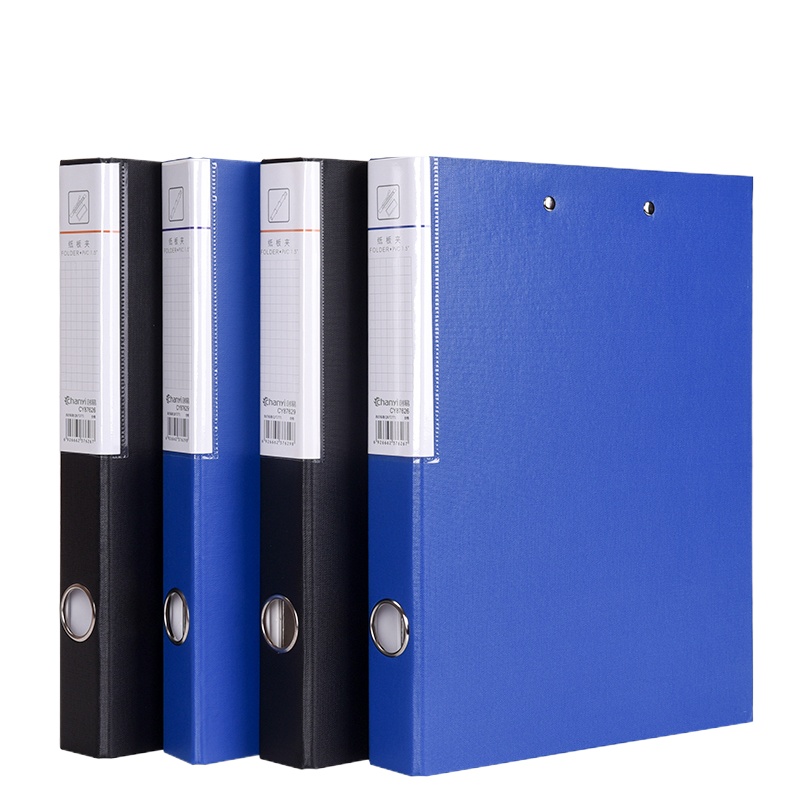 创易 纸板1.5寸'两孔文件夹 a4资料册板夹强力夹试卷夹 CY87628 黑色5件装