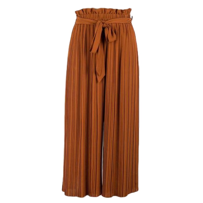 拉夏贝尔阔腿裤女高腰夏装新款薄款韩版宽松百搭休闲显瘦裤子_350 155/60A 焦糖色