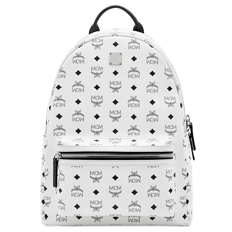 MCM 奢侈品 中性棕色侧铆钉PVC配皮迷你双肩背包书包旅行包礼物送女友 MMK6SVE41CO001