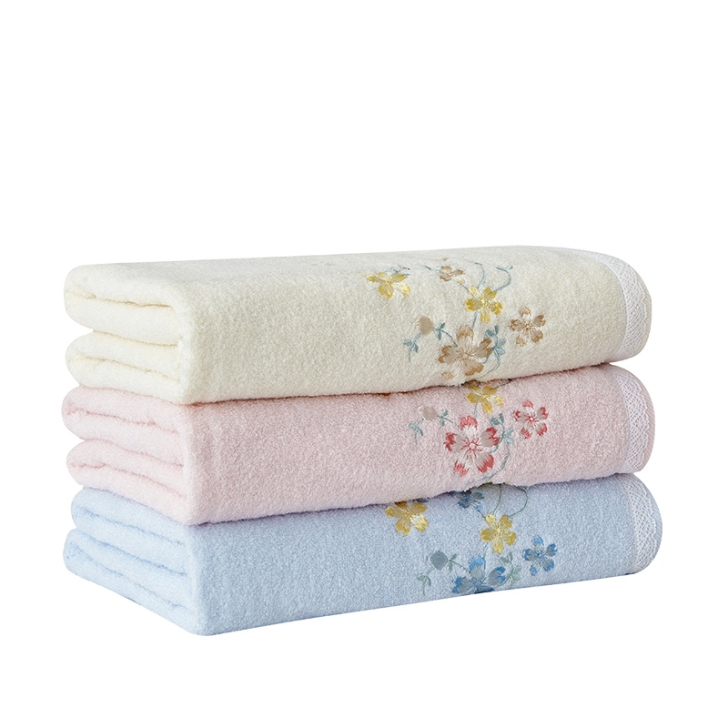 棉田香草微蓝毛巾礼盒 全棉柔软吸水方巾面巾浴巾套装礼品T2704