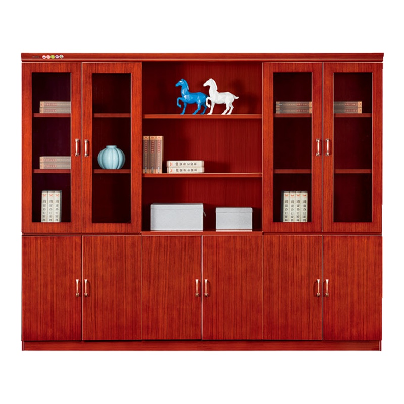 鸿业盛大FSH-C0409六门书柜办公室柜子文件柜木质资料柜油漆实木皮书柜储物柜