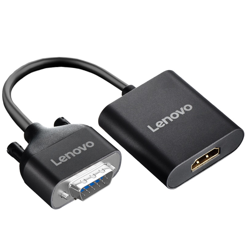 联想V100灰色VGA转HDMI转换器带音频高清视频转接头台式机一体机笔记本连接电视机显示器投影USB连接线