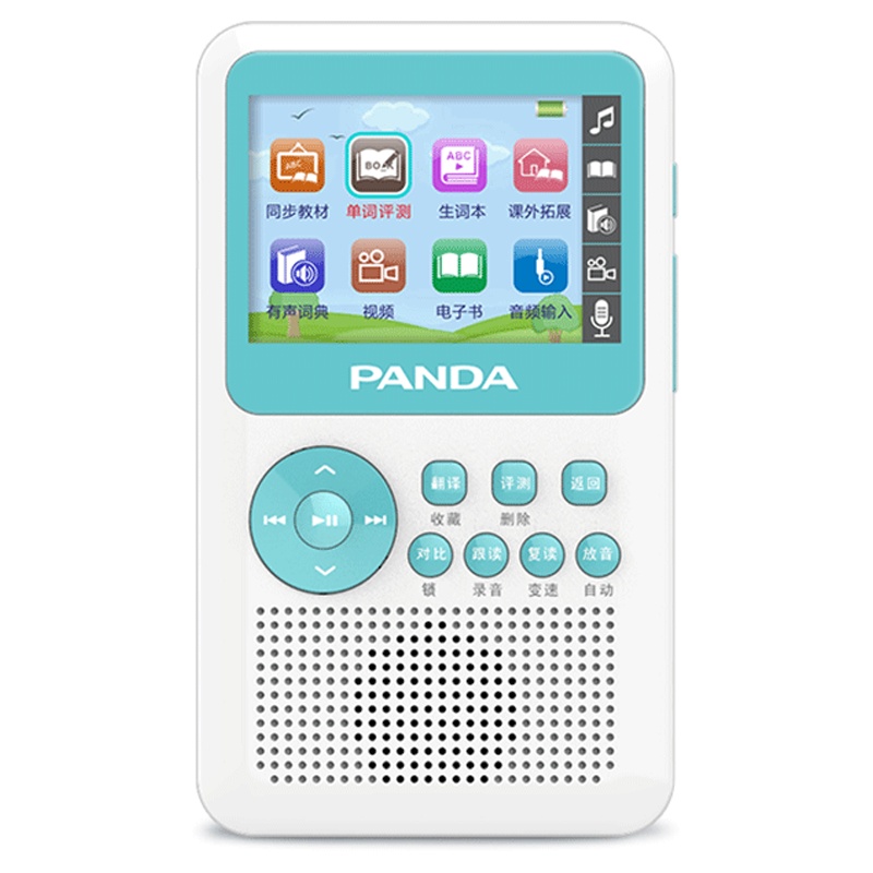 PANDA熊猫F-396数码复读机英语学习小学学生便携视频可视同步教材插卡mp3小学生初中生智能数码录音学习机播放器蓝色