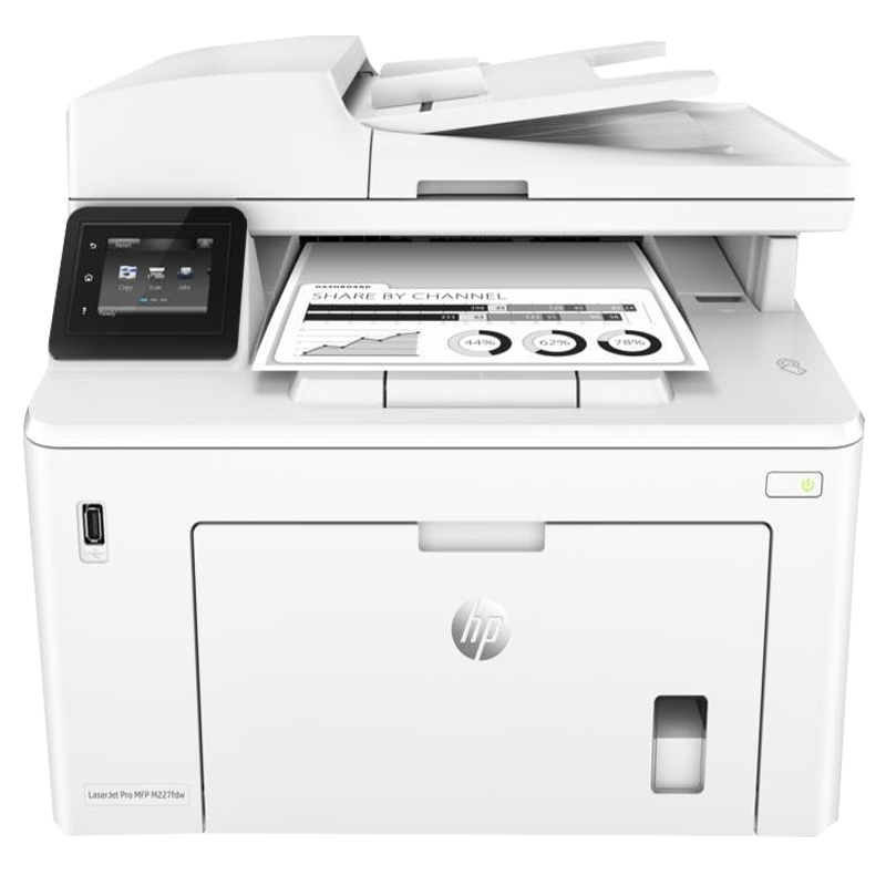 惠普(HP) MFP M227fdw A4幅面黑白激光多功能一体机 打印复印扫描传真 有线+无线网络