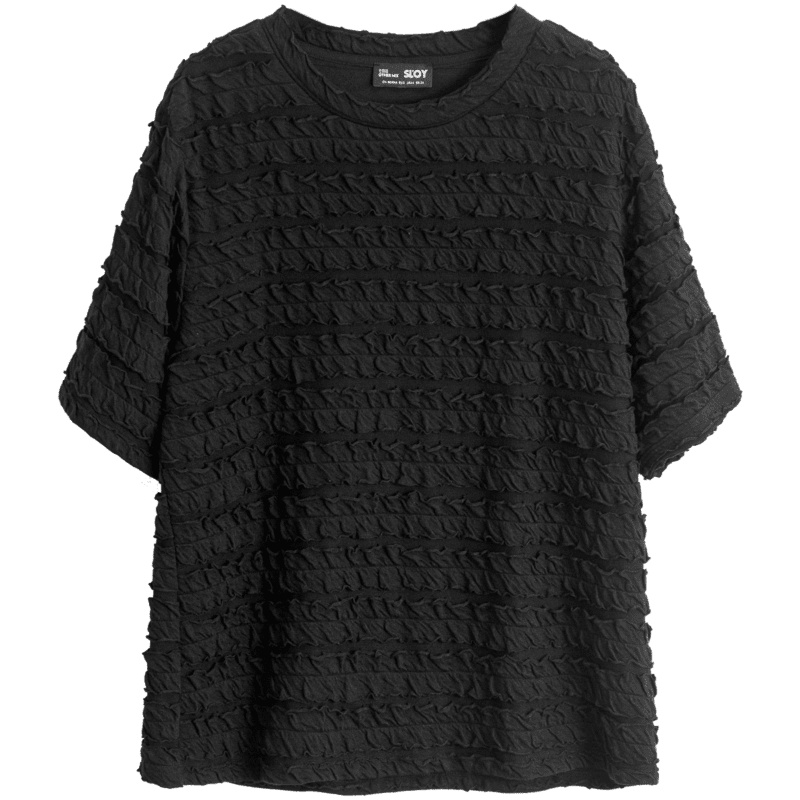 OtherMix个性压褶T恤女2021年夏季新款韩版设计感宽松短袖上衣潮